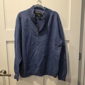 Orvis Men's Blue Button-Neck Sweater